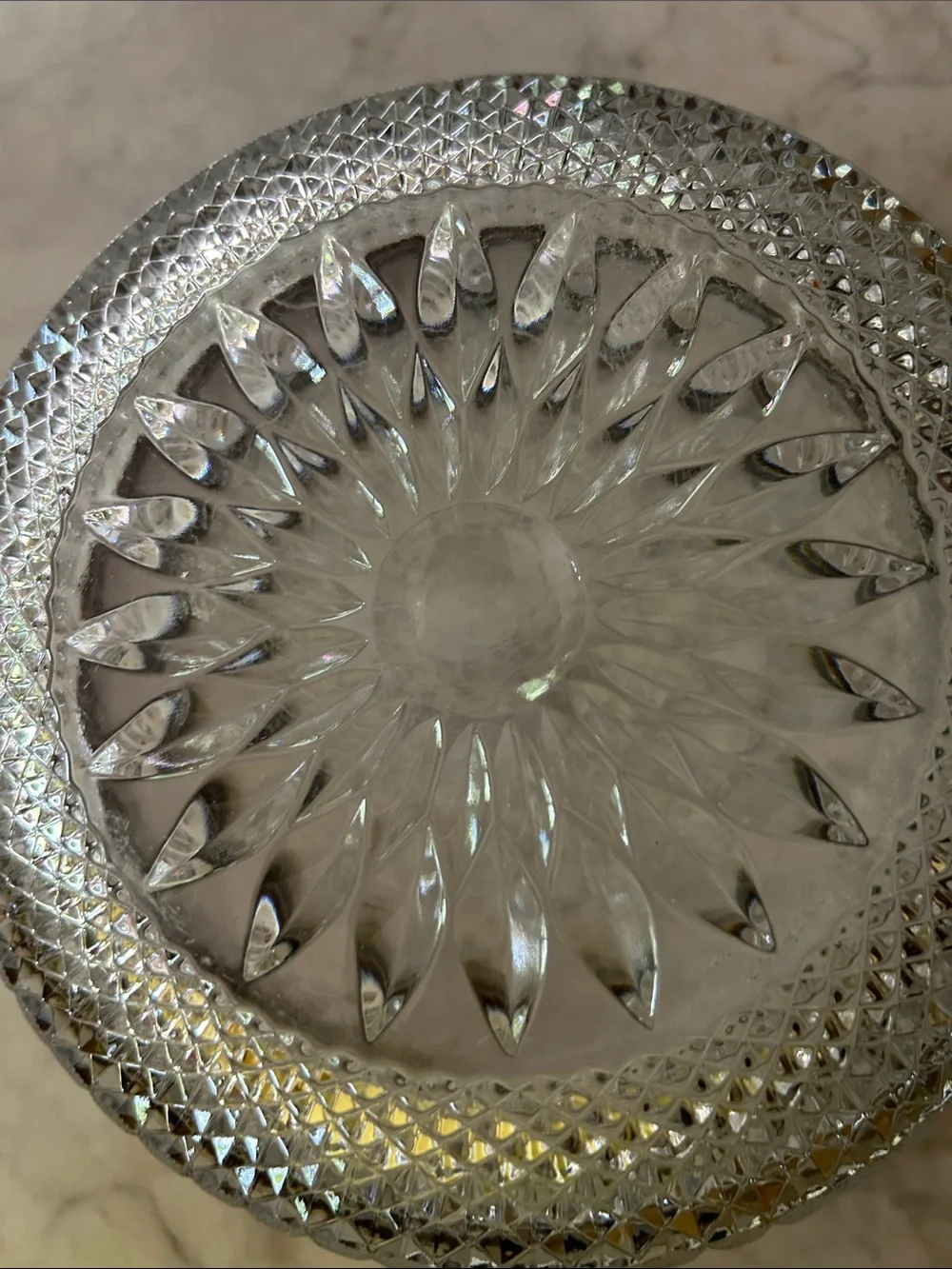 Leaded Glass Silver Rimmed Bowl Two Quart Size; in Excellent Condition; Heavy!